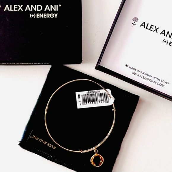 Alex And Ani (+) Energy 14kt Gold Bracelet With Topaz Crystal Color Therapy NEW - Picture 4 of 8